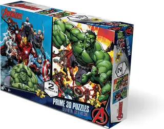 Marvel Avengers 2-Pack contains 2 x 200pc 12x18 in 3D Lenticular Puzzles — product photo