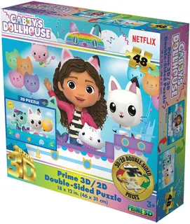 Gabby's Dollhouse contains 48pc 18x12 in 3D/2D Double-Sided Puzzle — product photo