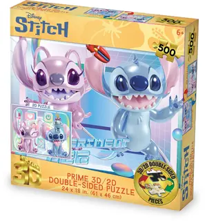 Disney Stitch and Angel 500pc 24x18 in 3D/2D Double-Sided Puzzle — product photo