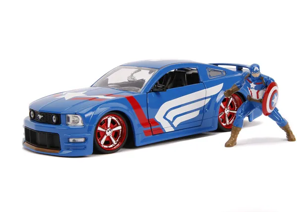 Marvel Avengers - 1:24 2006 Ford Mustang GT Die-Cast Car & Captain America Figure — product photo